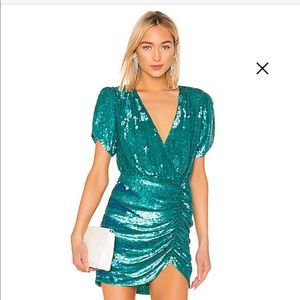 X REVOLVE Retrofete Tanya Dress in Metallic Teal